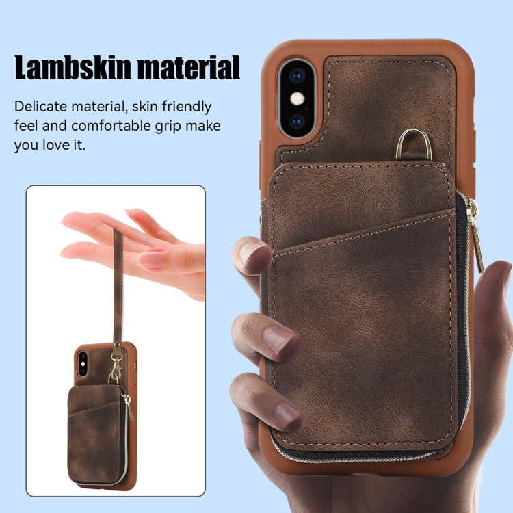 For iPhone X / XS Zipper Card Bag Back Cover Phone Case
