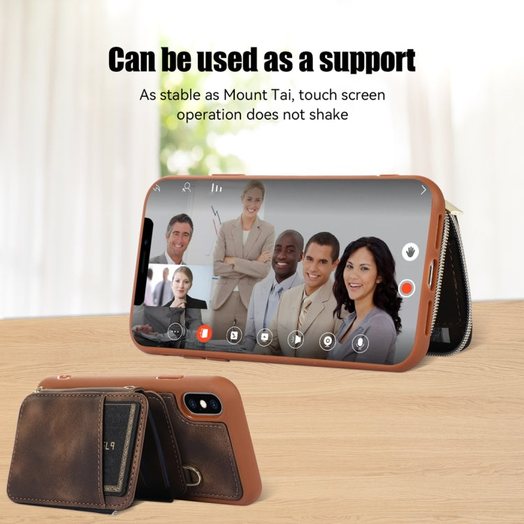 For iPhone X / XS Zipper Card Bag Back Cover Phone Case