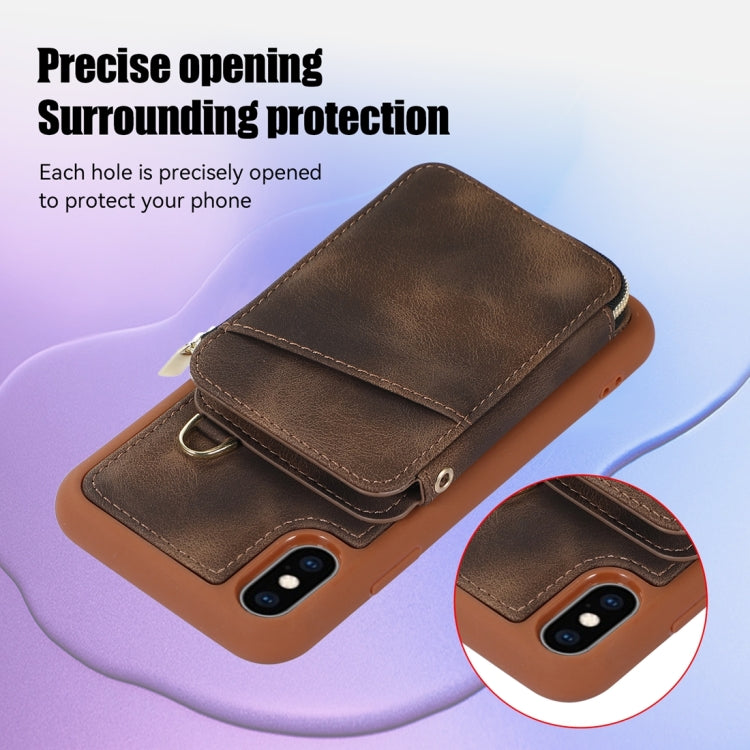 For iPhone X / XS Zipper Card Bag Back Cover Phone Case