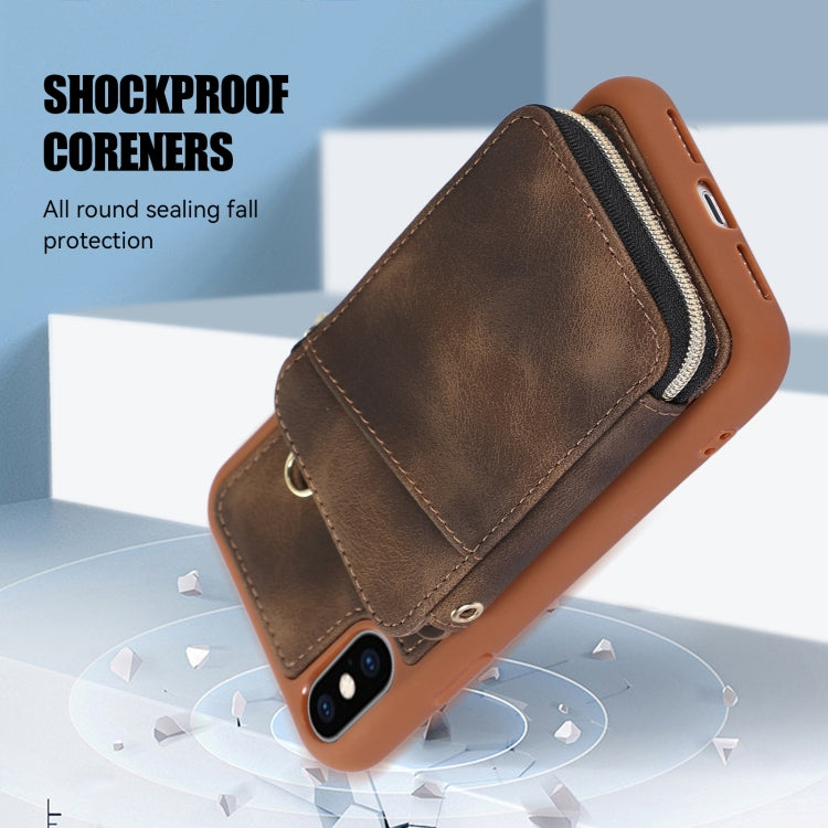 For iPhone X / XS Zipper Card Bag Back Cover Phone Case