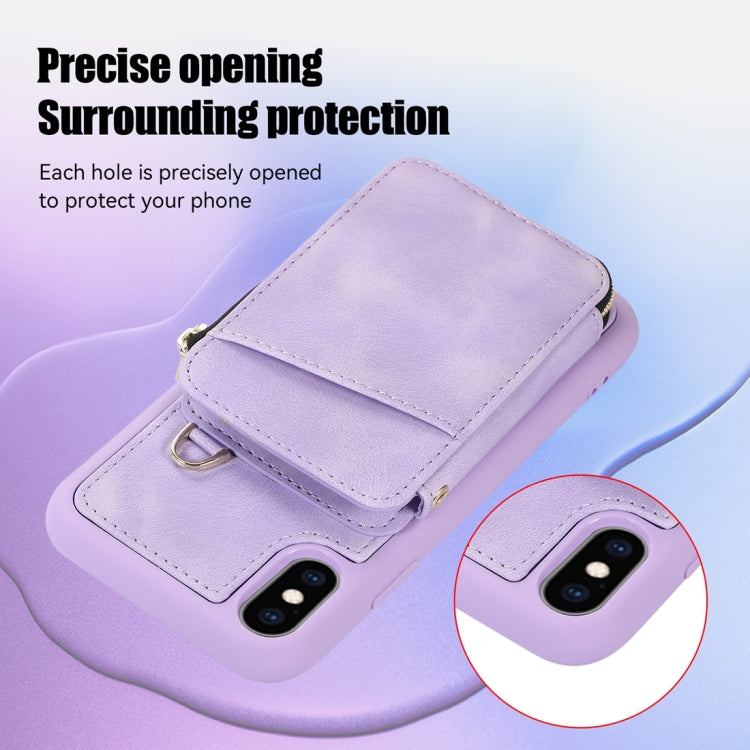 For iPhone X / XS Zipper Card Bag Back Cover Phone Case