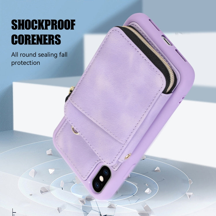 For iPhone X / XS Zipper Card Bag Back Cover Phone Case
