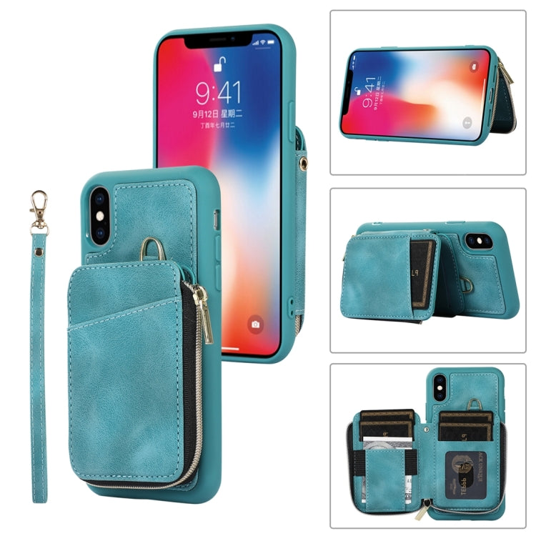 For iPhone X / XS Zipper Card Bag Back Cover Phone Case