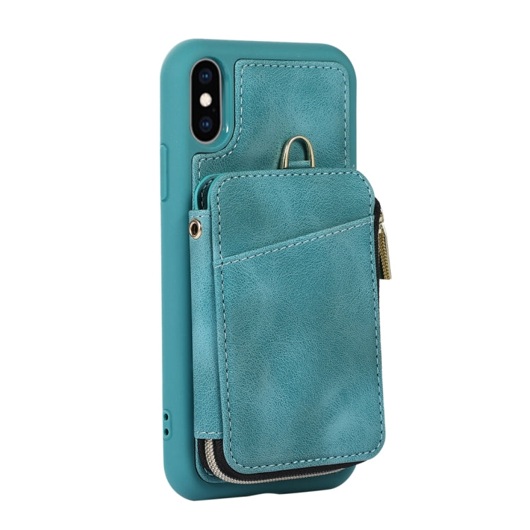 For iPhone X / XS Zipper Card Bag Back Cover Phone Case