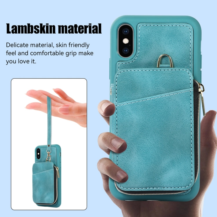 For iPhone X / XS Zipper Card Bag Back Cover Phone Case