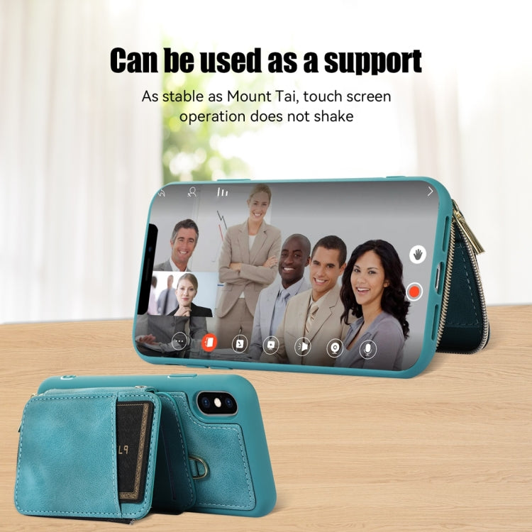 For iPhone X / XS Zipper Card Bag Back Cover Phone Case