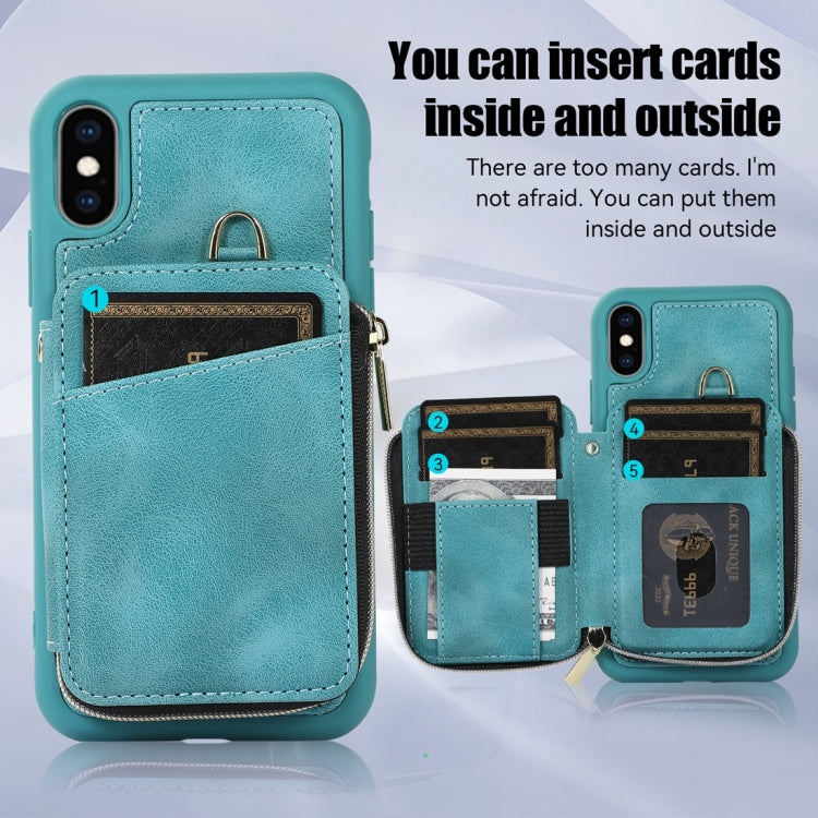 For iPhone X / XS Zipper Card Bag Back Cover Phone Case