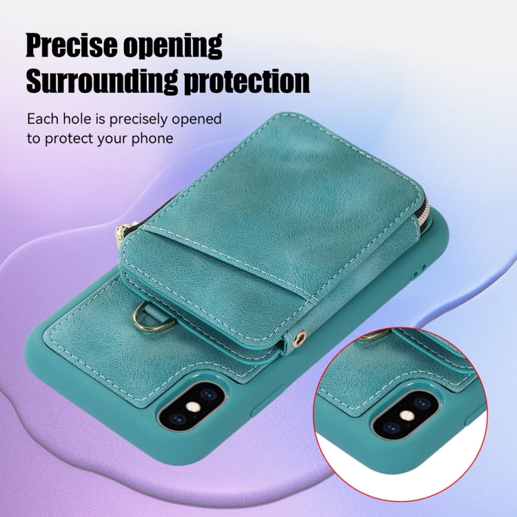 For iPhone X / XS Zipper Card Bag Back Cover Phone Case
