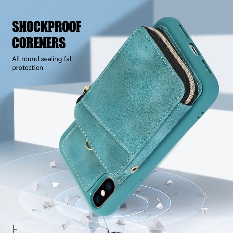 For iPhone X / XS Zipper Card Bag Back Cover Phone Case