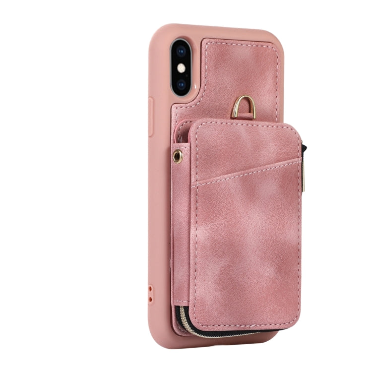 For iPhone X / XS Zipper Card Bag Back Cover Phone Case