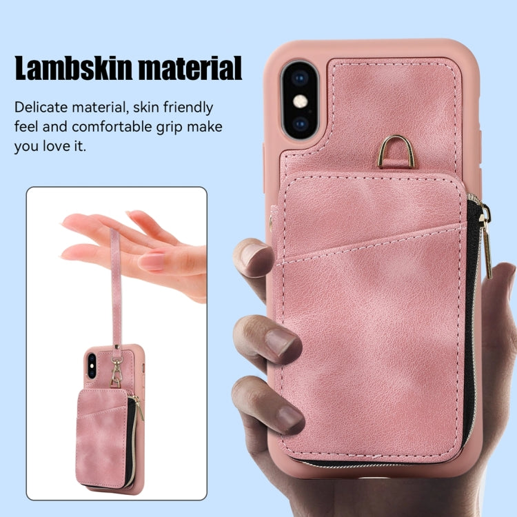 For iPhone X / XS Zipper Card Bag Back Cover Phone Case