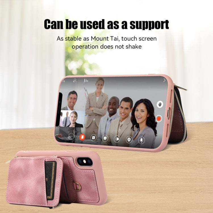 For iPhone X / XS Zipper Card Bag Back Cover Phone Case