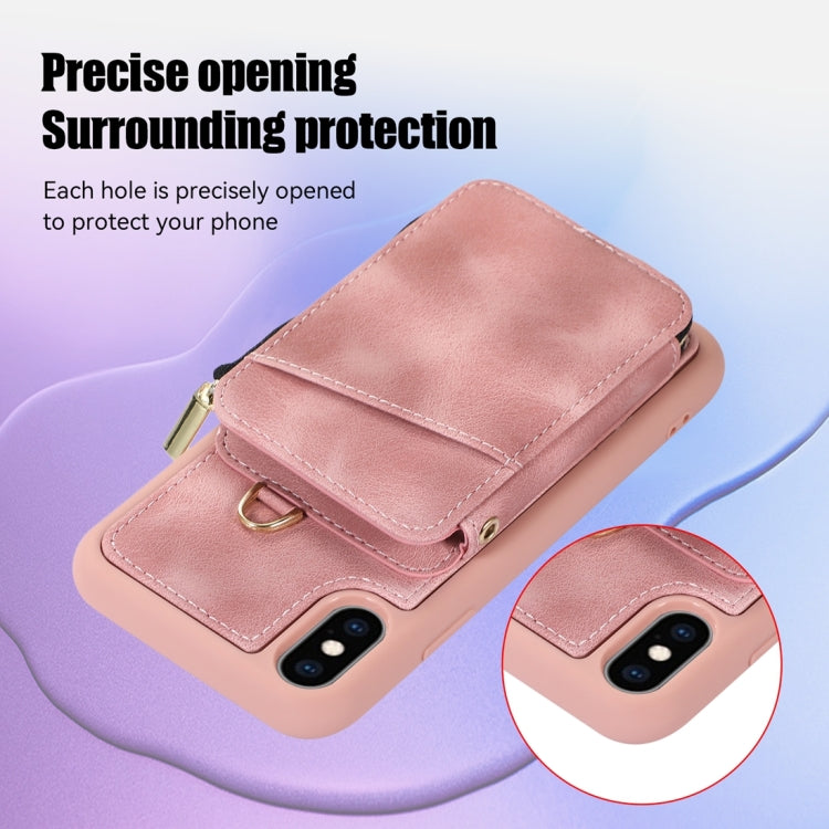 For iPhone X / XS Zipper Card Bag Back Cover Phone Case