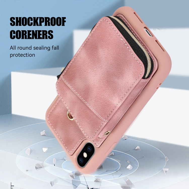 For iPhone X / XS Zipper Card Bag Back Cover Phone Case