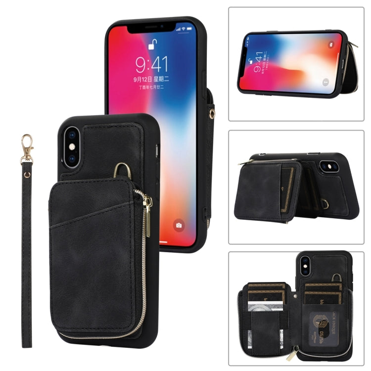 For iPhone X / XS Zipper Card Bag Back Cover Phone Case