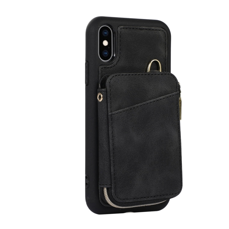 For iPhone X / XS Zipper Card Bag Back Cover Phone Case