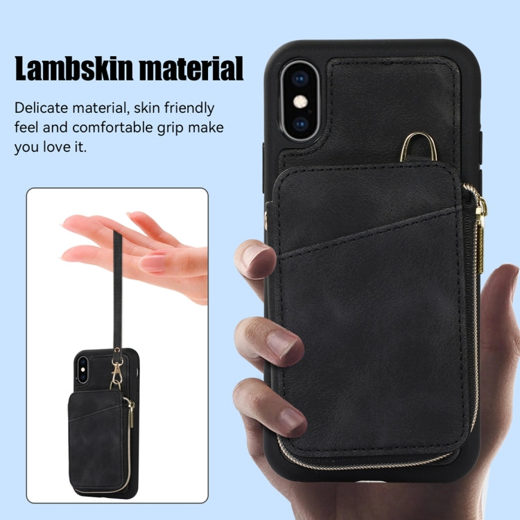 For iPhone X / XS Zipper Card Bag Back Cover Phone Case