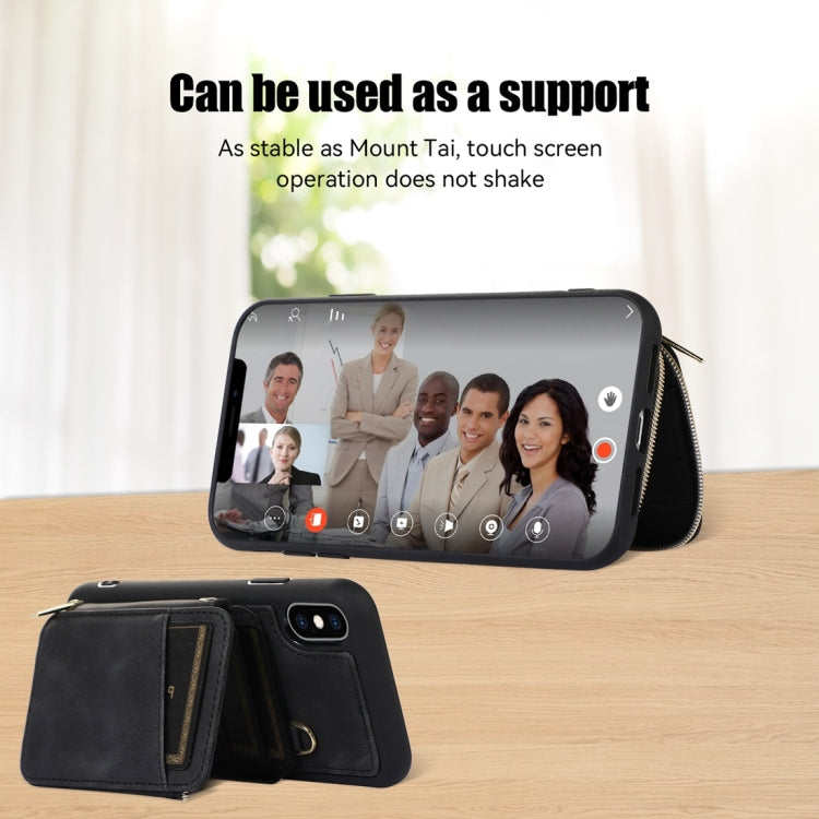 For iPhone X / XS Zipper Card Bag Back Cover Phone Case