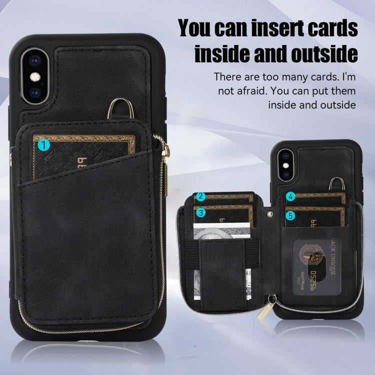 For iPhone X / XS Zipper Card Bag Back Cover Phone Case