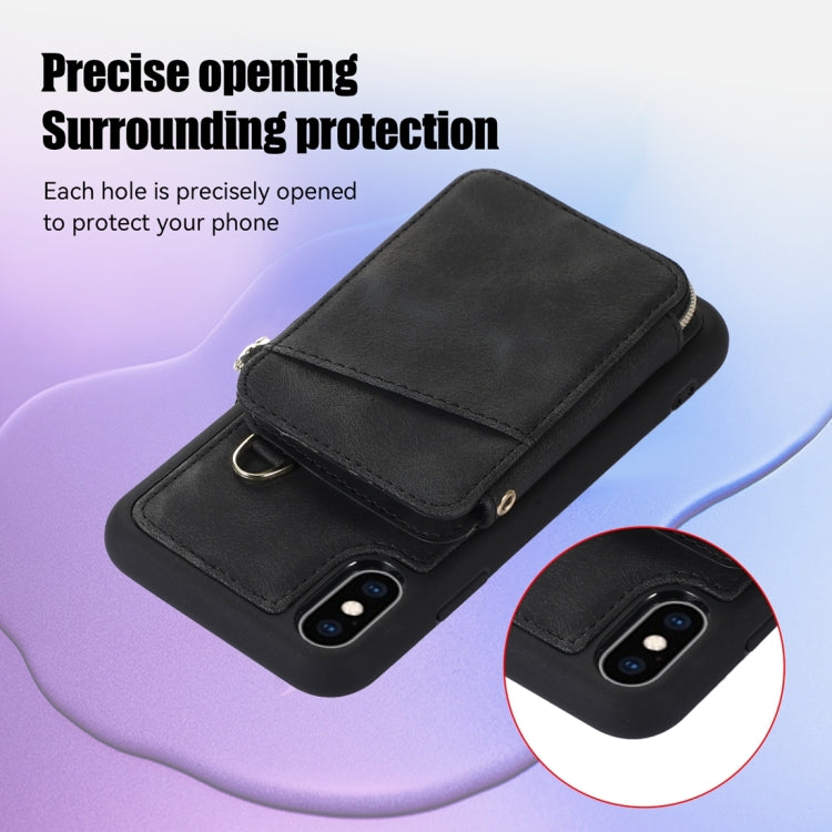 For iPhone X / XS Zipper Card Bag Back Cover Phone Case