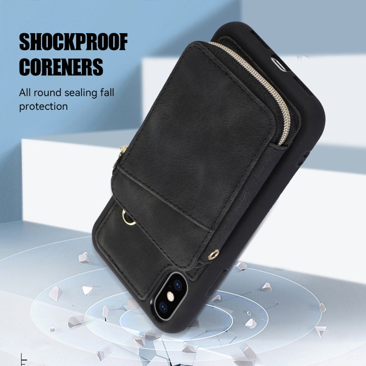 For iPhone X / XS Zipper Card Bag Back Cover Phone Case
