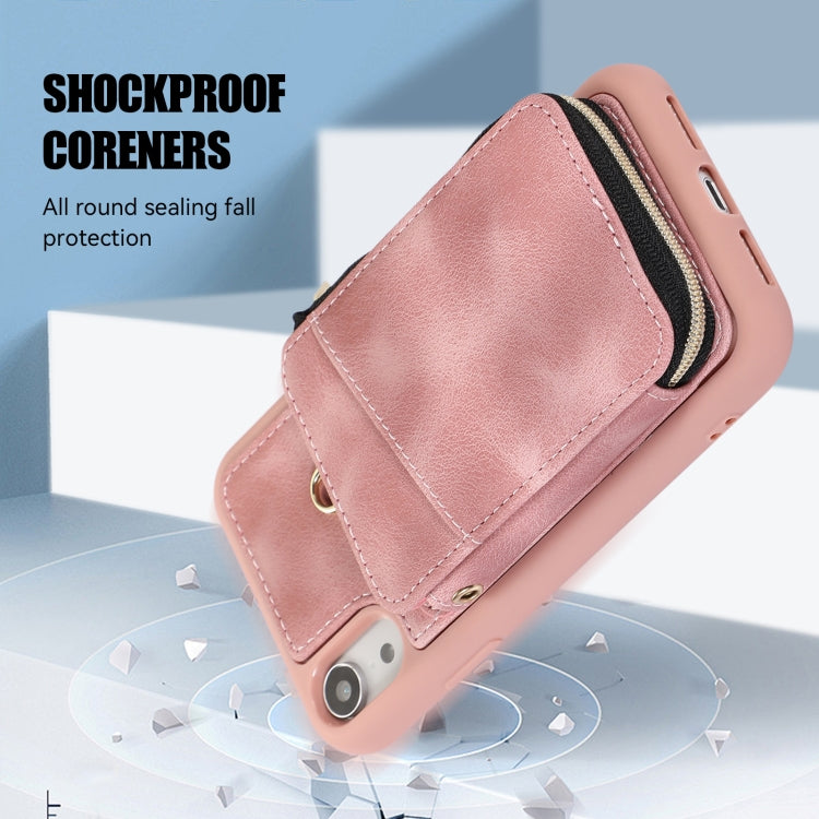 For iPhone XR Zipper Card Bag Back Cover Phone Case