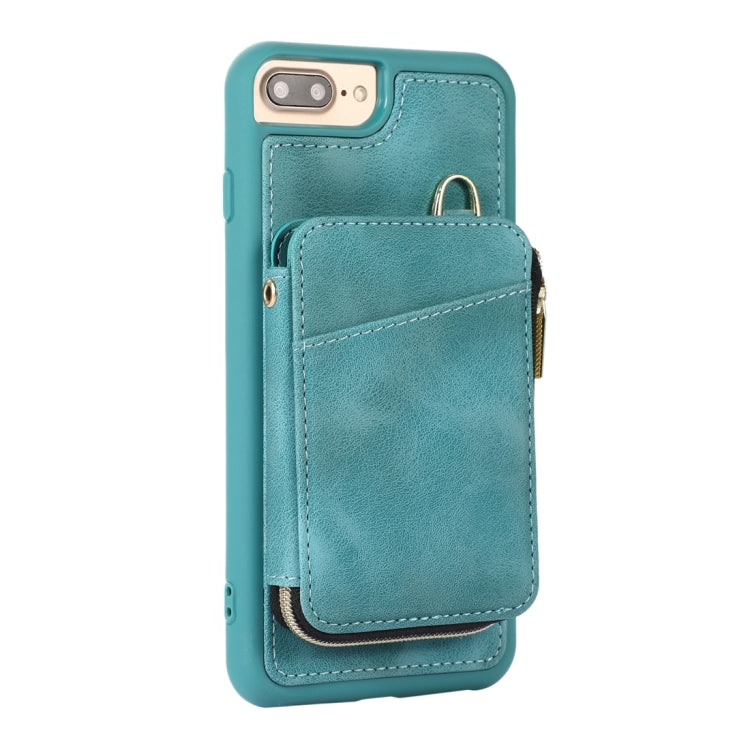 For iPhone 8 Plus / 7 Plus Zipper Card Bag Back Cover Phone Case