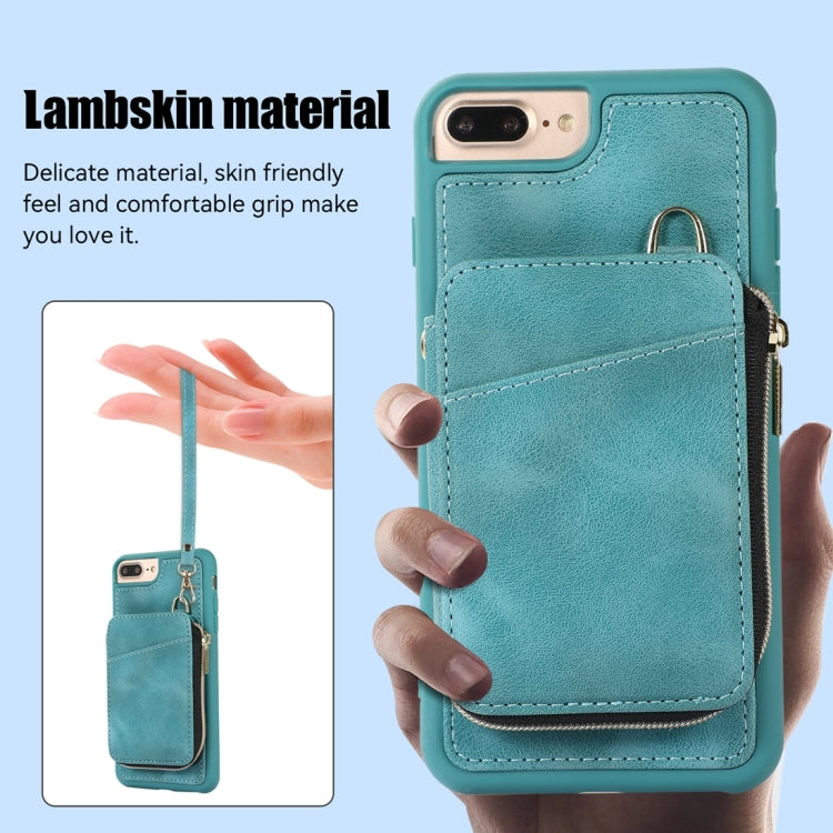 For iPhone 8 Plus / 7 Plus Zipper Card Bag Back Cover Phone Case