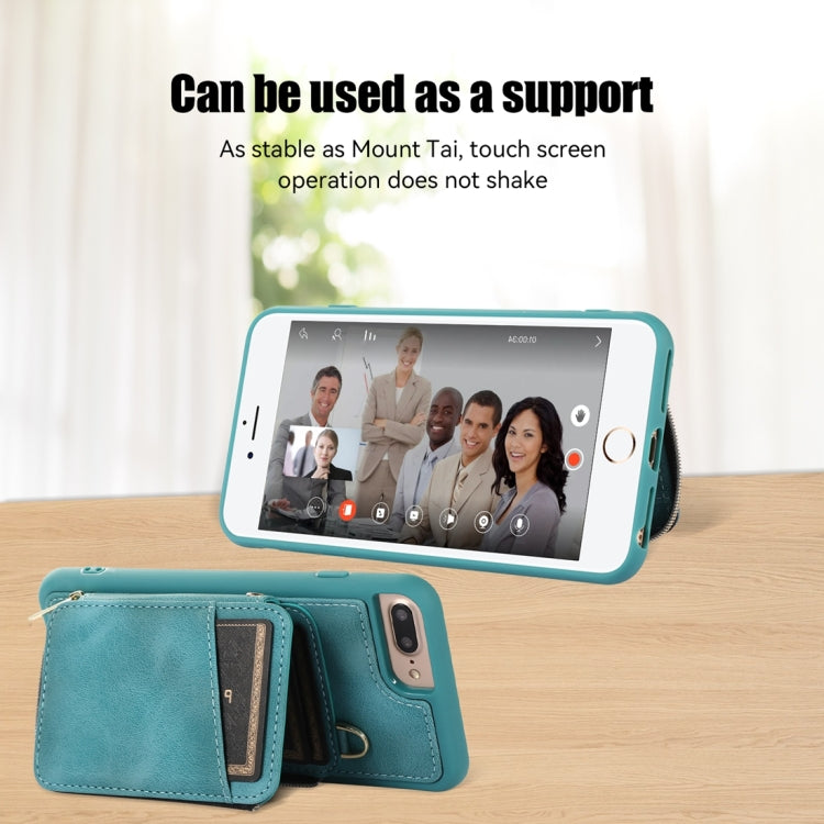 For iPhone 8 Plus / 7 Plus Zipper Card Bag Back Cover Phone Case