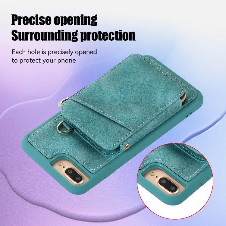 For iPhone 8 Plus / 7 Plus Zipper Card Bag Back Cover Phone Case