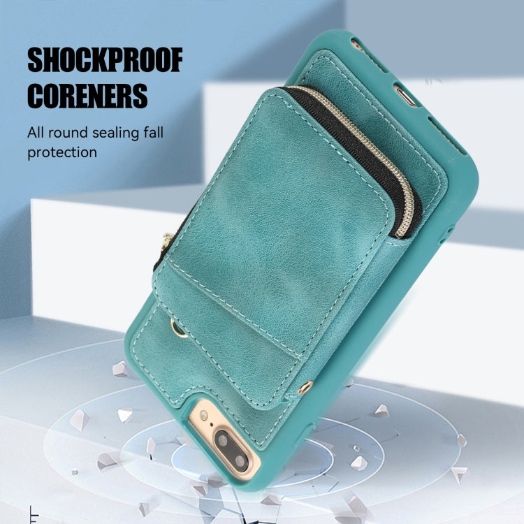 For iPhone 8 Plus / 7 Plus Zipper Card Bag Back Cover Phone Case