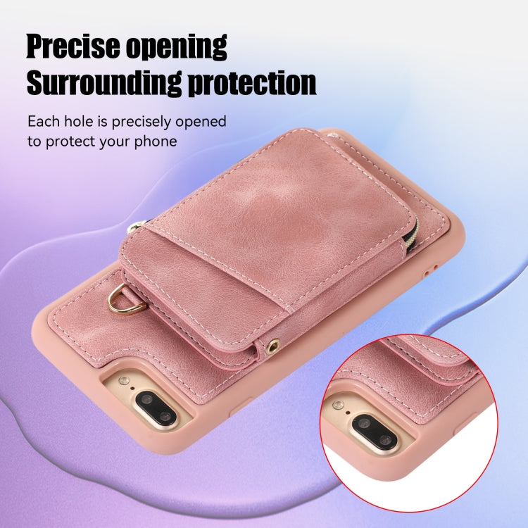 For iPhone 8 Plus / 7 Plus Zipper Card Bag Back Cover Phone Case
