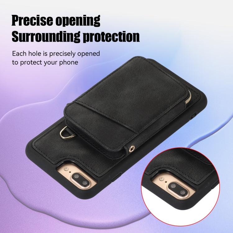 For iPhone 8 Plus / 7 Plus Zipper Card Bag Back Cover Phone Case