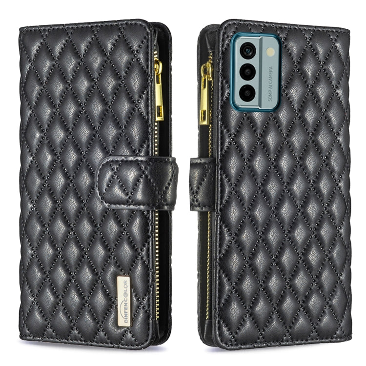 For Nokia G22 Diamond Lattice Zipper Wallet Leather Flip Phone Case