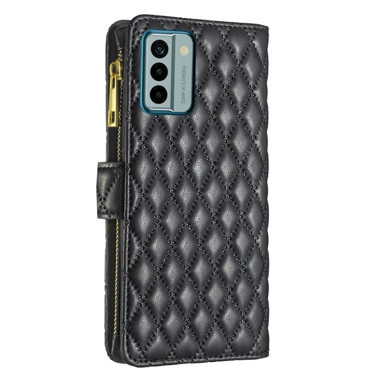 For Nokia G22 Diamond Lattice Zipper Wallet Leather Flip Phone Case