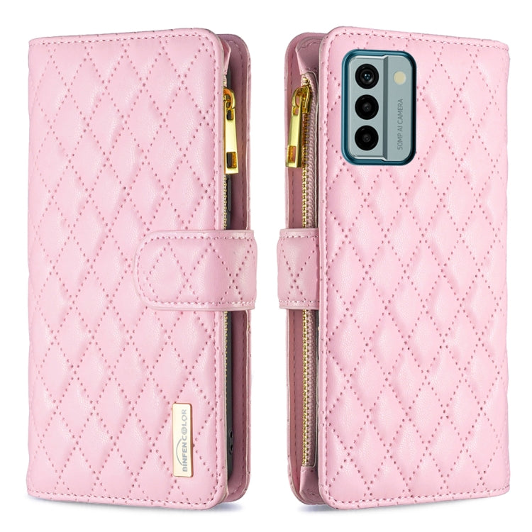 For Nokia G22 Diamond Lattice Zipper Wallet Leather Flip Phone Case