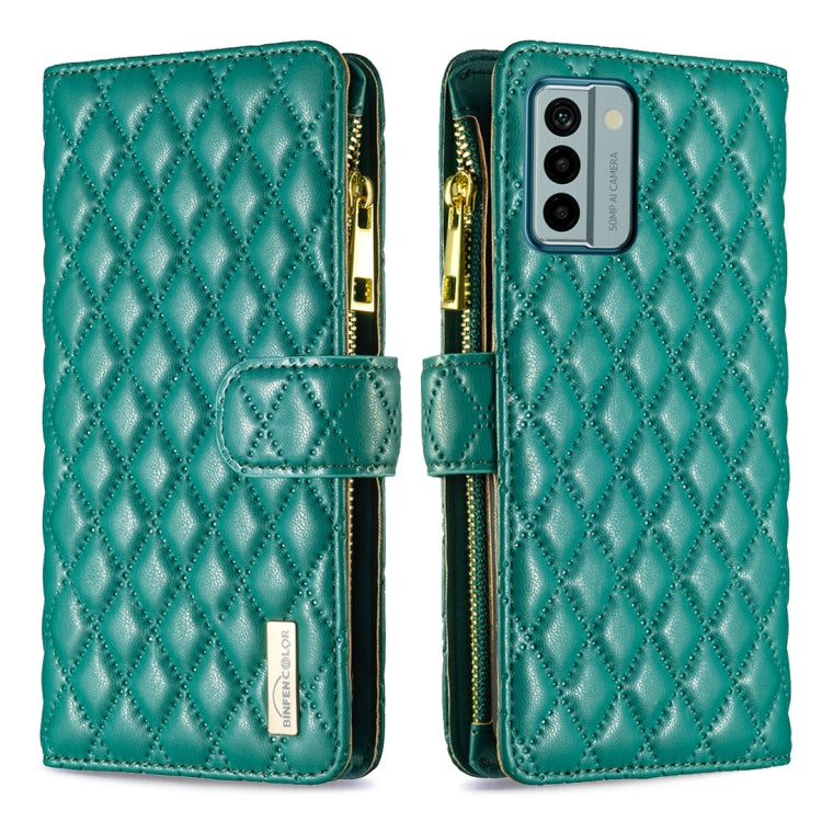For Nokia G22 Diamond Lattice Zipper Wallet Leather Flip Phone Case