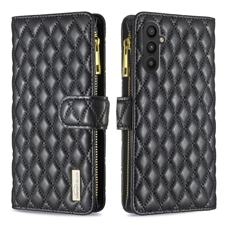 For Samsung Galaxy A24 4G Diamond Lattice Zipper Wallet Leather Flip Phone Case