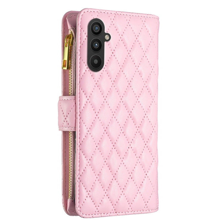 For Samsung Galaxy A24 4G Diamond Lattice Zipper Wallet Leather Flip Phone Case