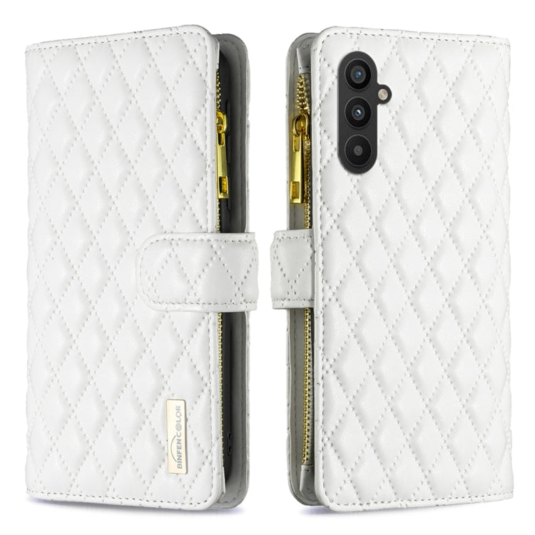 For Samsung Galaxy A24 4G Diamond Lattice Zipper Wallet Leather Flip Phone Case