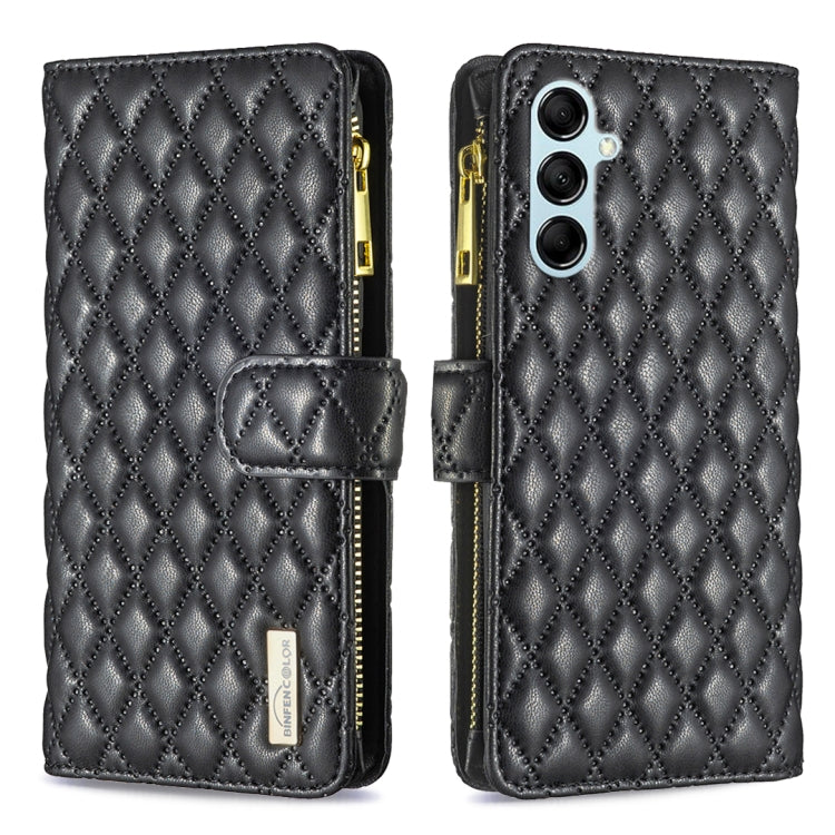 For Samsung Galaxy M14 5G Diamond Lattice Zipper Wallet Leather Flip Phone Case