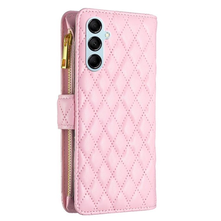 For Samsung Galaxy M14 5G Diamond Lattice Zipper Wallet Leather Flip Phone Case
