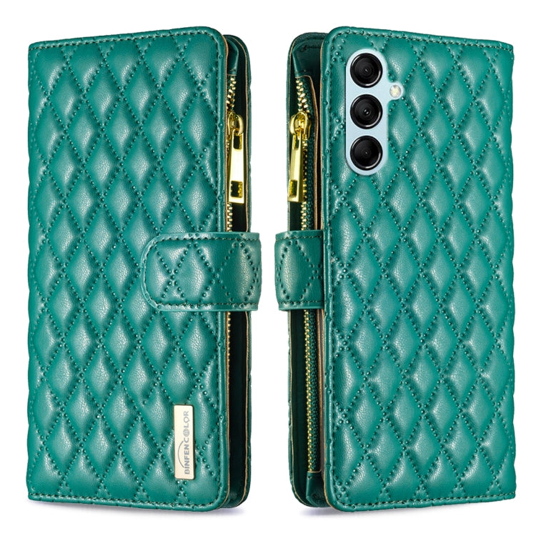 For Samsung Galaxy M14 5G Diamond Lattice Zipper Wallet Leather Flip Phone Case