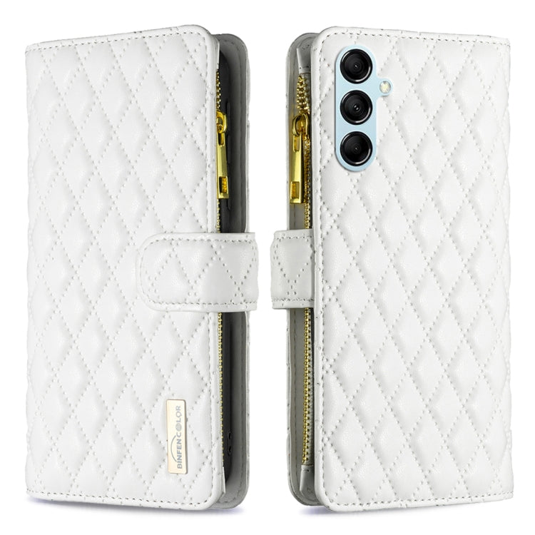 For Samsung Galaxy M14 5G Diamond Lattice Zipper Wallet Leather Flip Phone Case