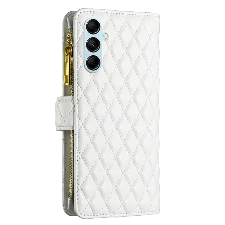 For Samsung Galaxy M14 5G Diamond Lattice Zipper Wallet Leather Flip Phone Case
