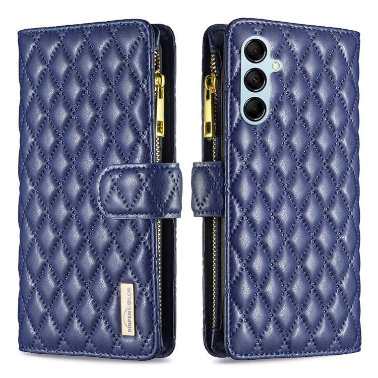 For Samsung Galaxy M14 5G Diamond Lattice Zipper Wallet Leather Flip Phone Case