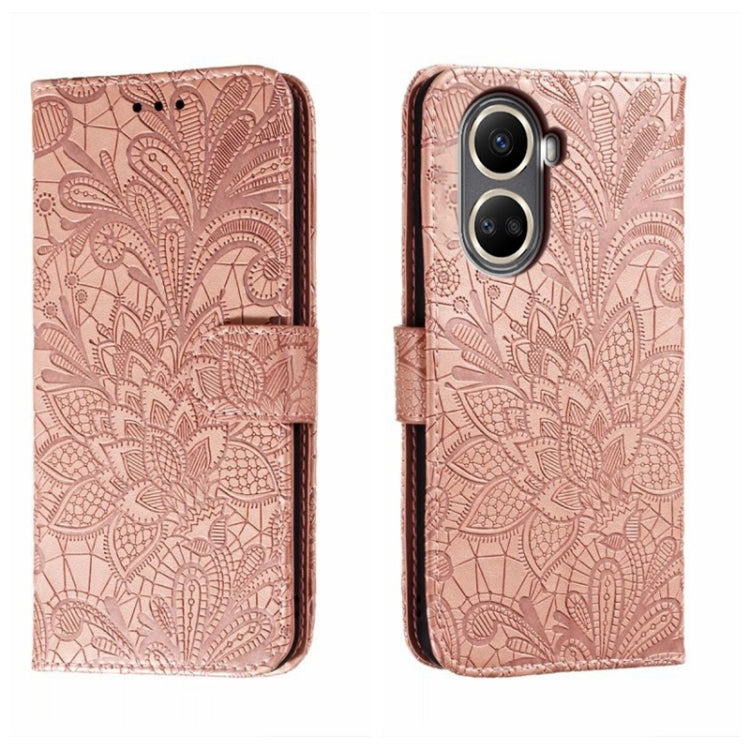For Huawei nova 10 SE Lace Flower Embossing Flip Leather Phone Case