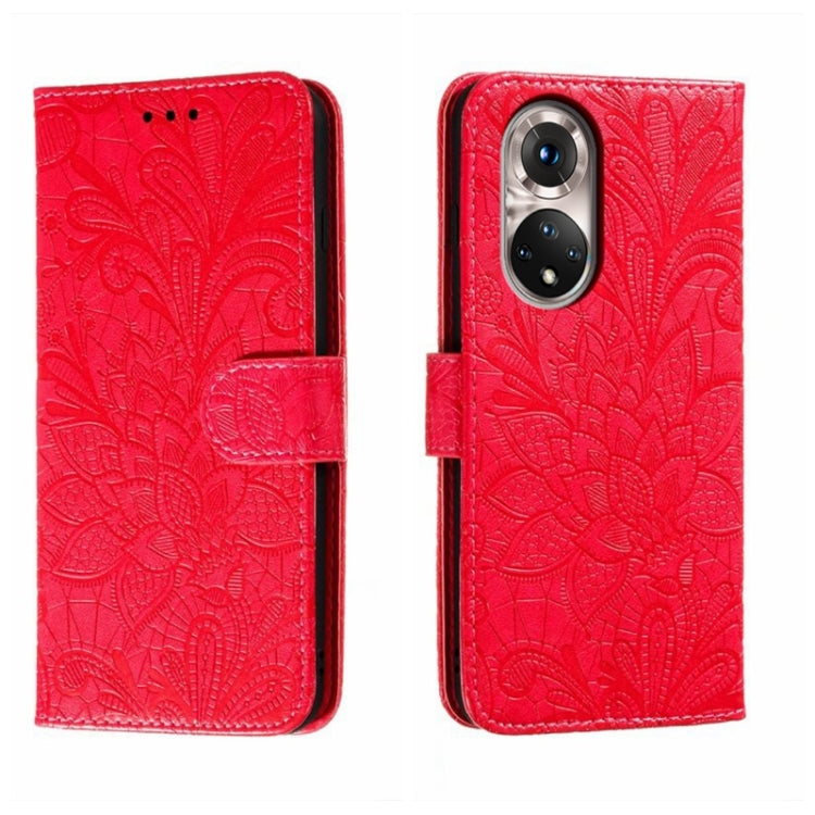 For Honor 50 Lace Flower Embossing Flip Leather Phone Case