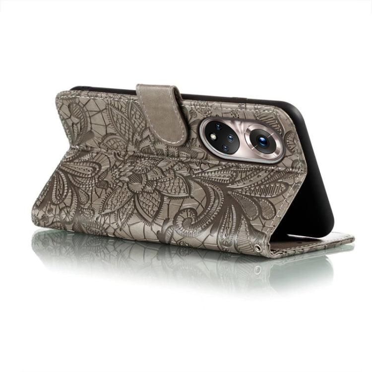 For Honor 50 Pro Lace Flower Embossing Flip Leather Phone Case