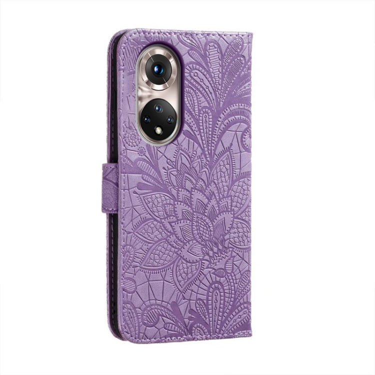 For Honor 50 Pro Lace Flower Embossing Flip Leather Phone Case